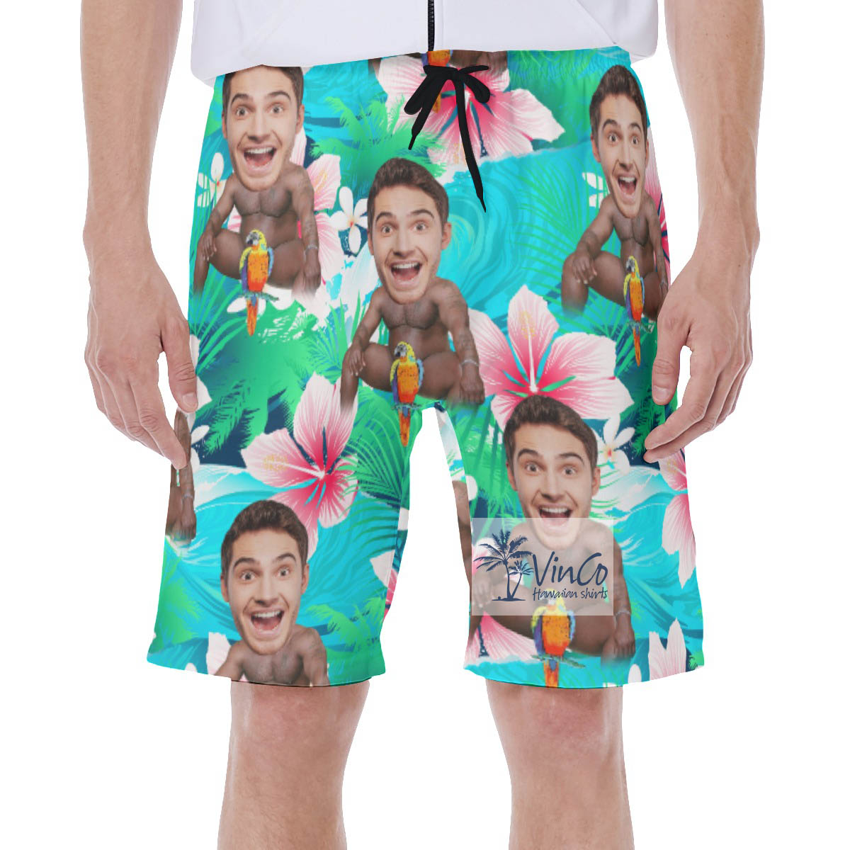 Custom Face Barry Wood Aloha Swim Trunks For Men - variant image 1