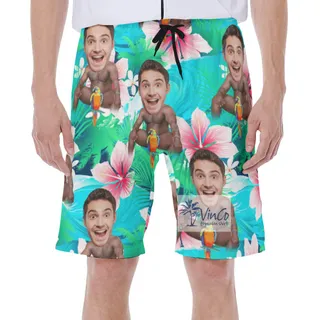 Custom Face Barry Wood Aloha Swim Trunks For Men