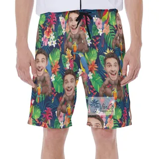 Funny Personalized Faces Barry Wood Aloha Swim Trunks For Men