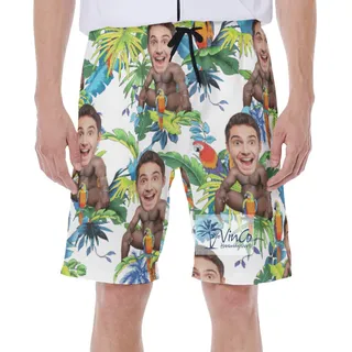 Inappropriate Custom Barry Wood Face Beach Swim Trunks For Men