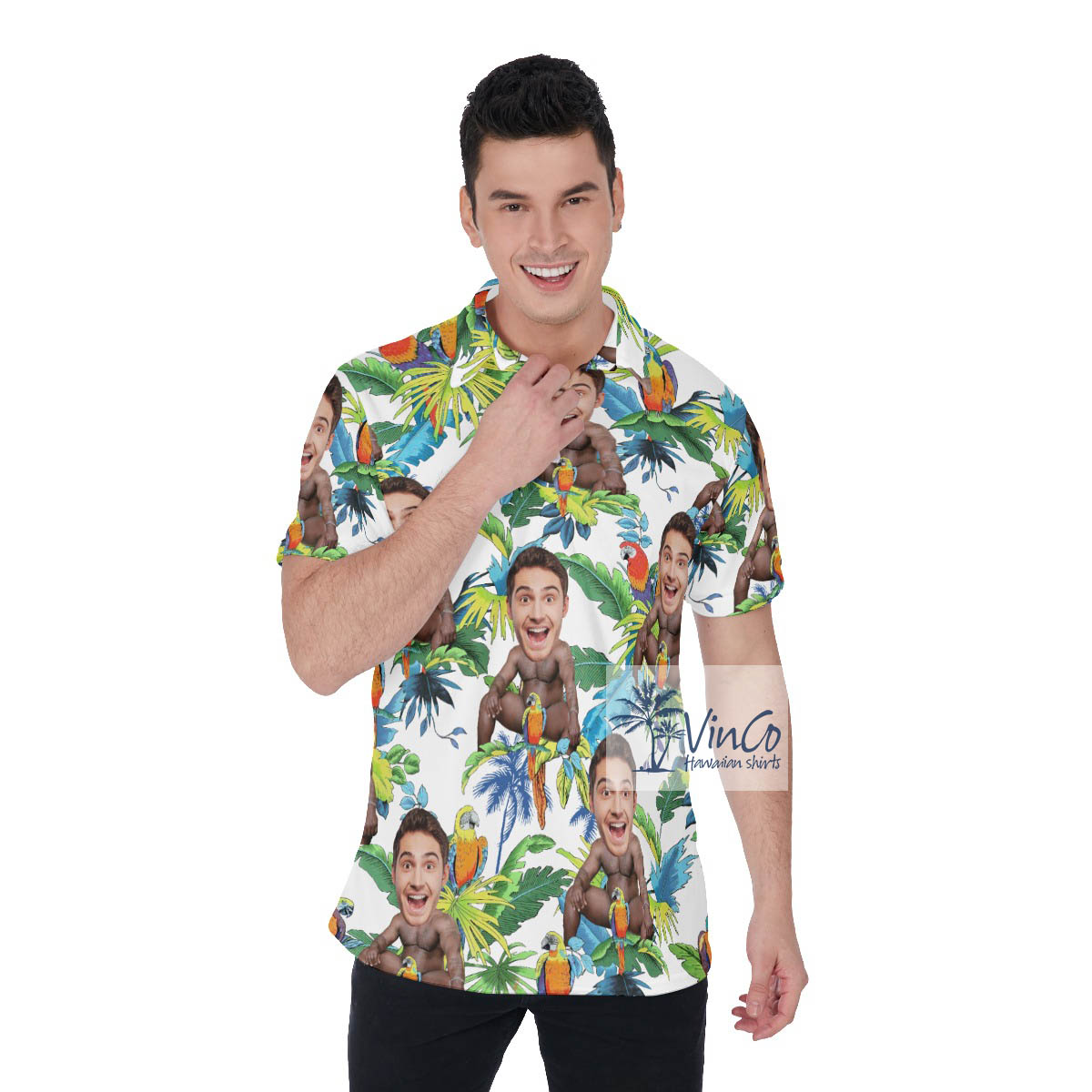 Custom Face Barry Wood Aloha Polo Shirt For men - variant image 1