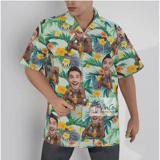 Personalize Photo Face Barry Wood Hawaiian Shirt For Men