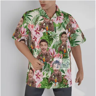 Floral Custom Face Barry Wood Button Shirt For Men