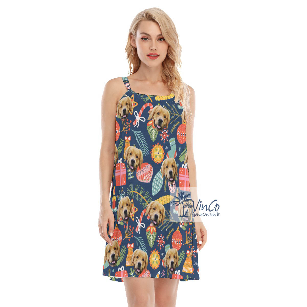 Funny Christmas Aloha Cami Dress With Custom Dog Face - variant image 1
