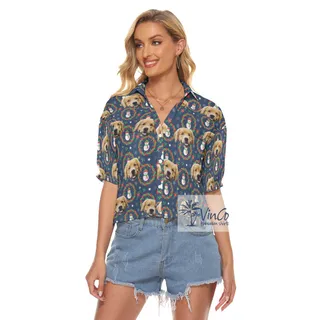 Funny Custom Dog Face Christmas Snowman Navy Aloha Crop Top Shirt