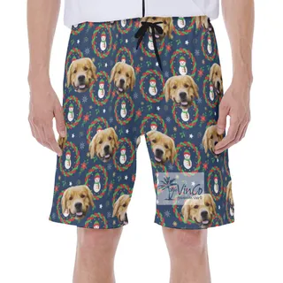 Christmas Snowman Custom Dog Face Hawaiian Swimwear For Men
