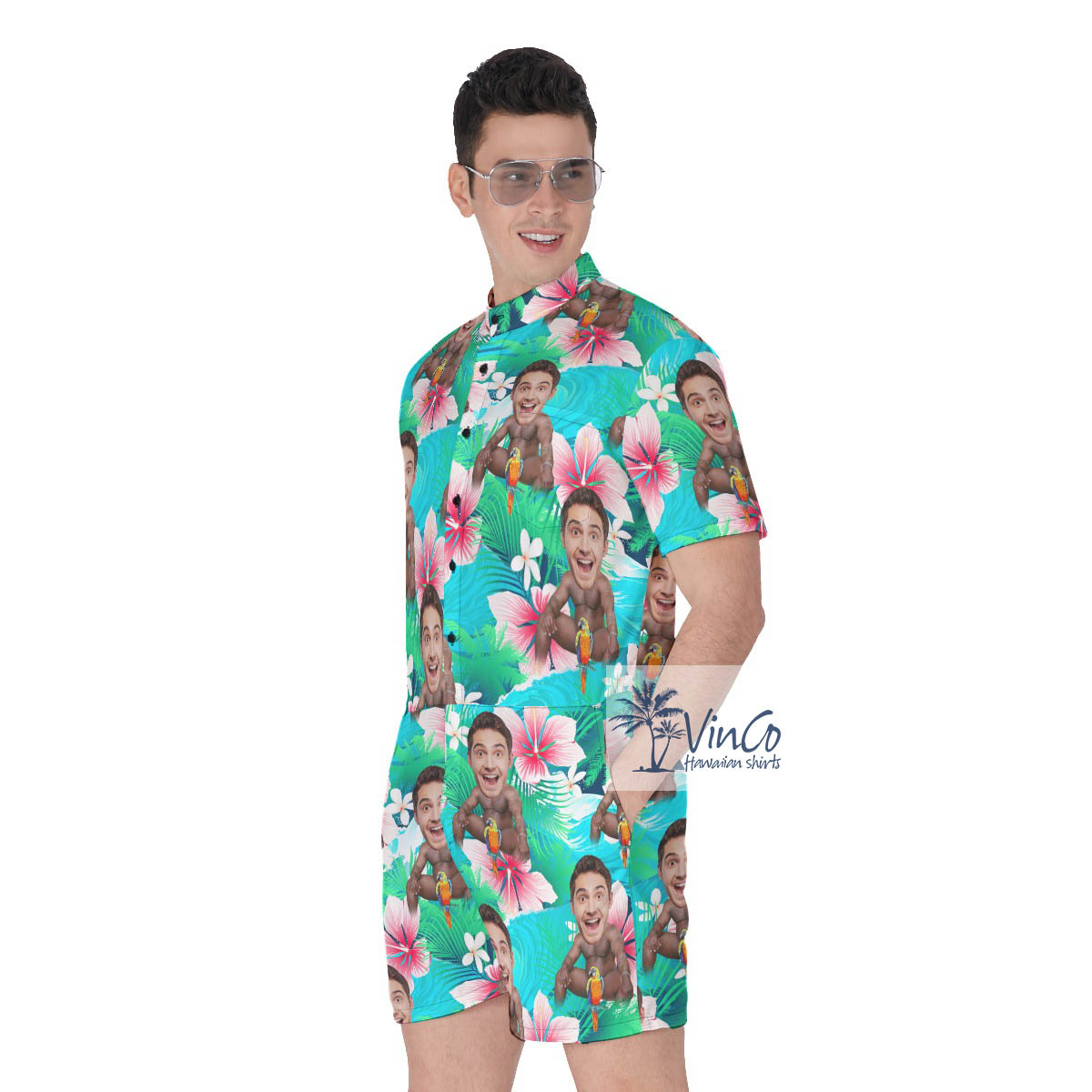 Floral Custom Tropical Romper For Men With Barry Wood Face