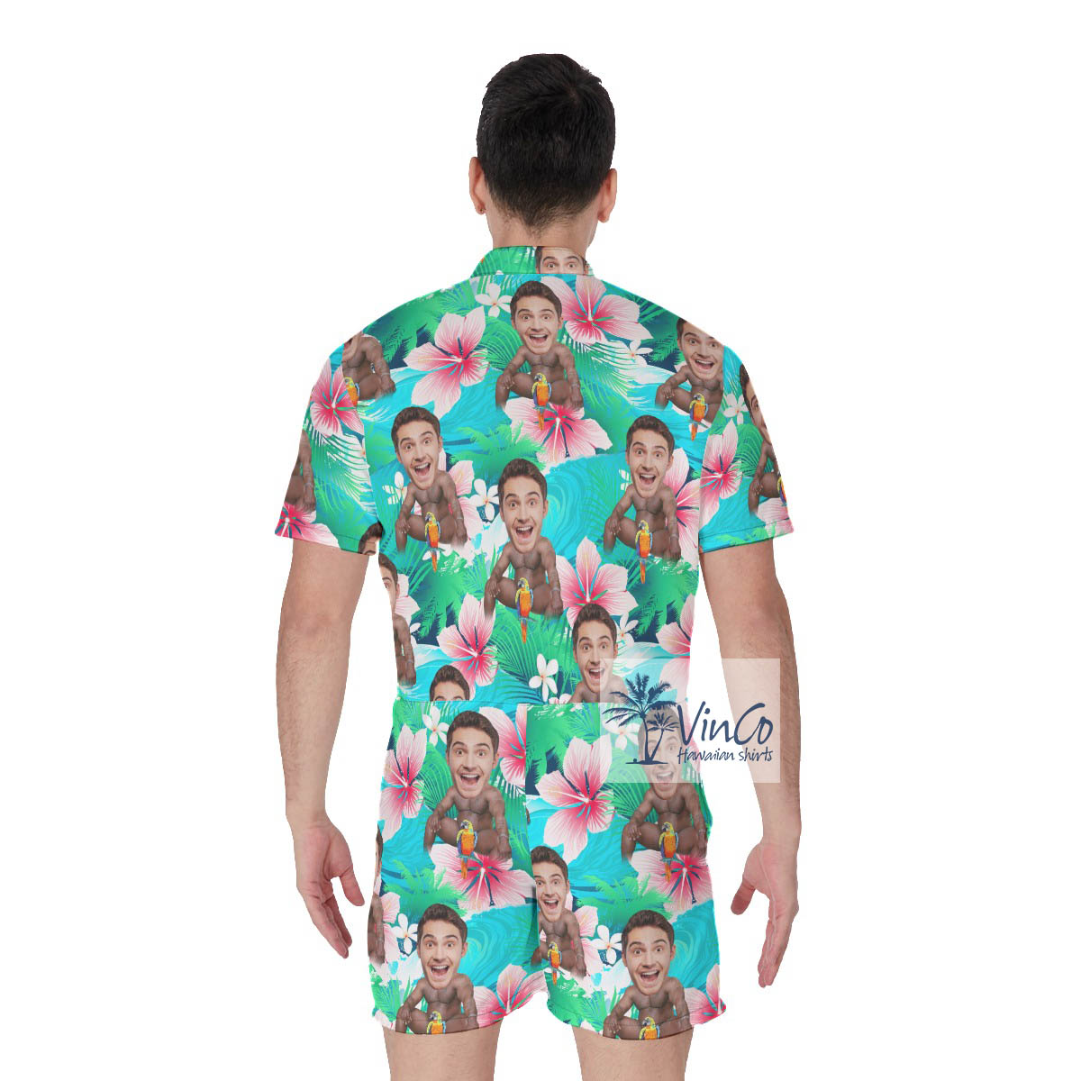 Floral Custom Tropical Romper For Men With Barry Wood Face
