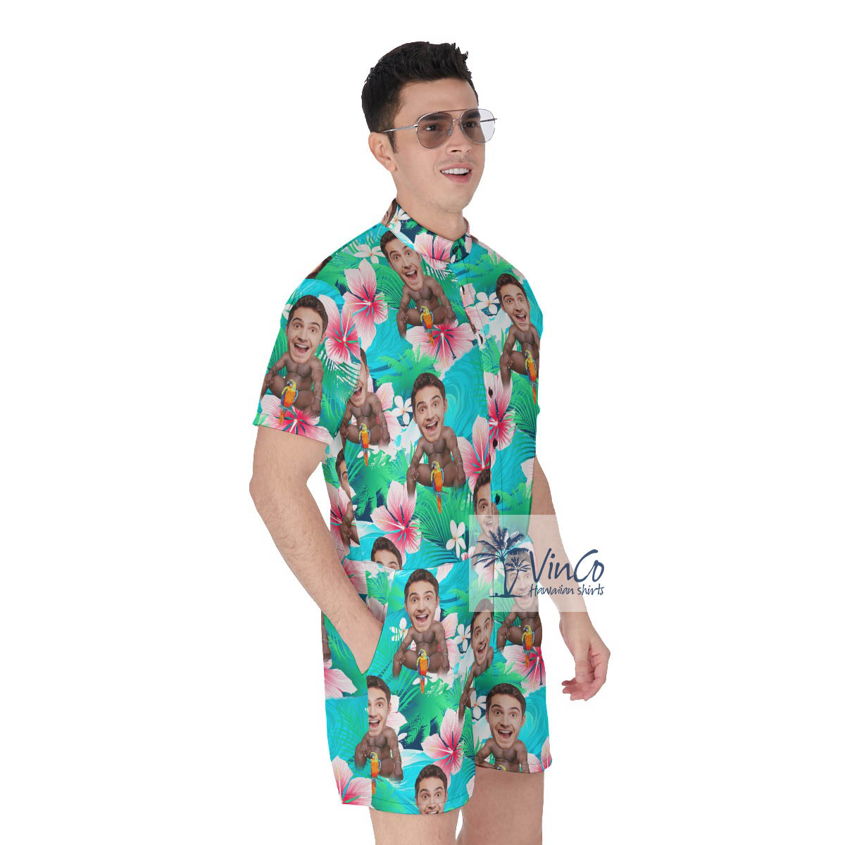 Floral Custom Tropical Romper For Men With Barry Wood Face