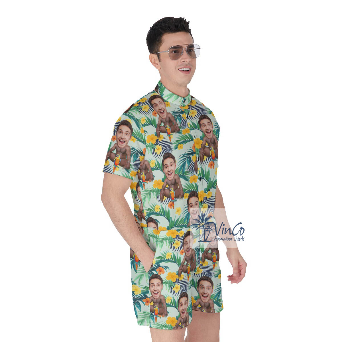 Custom Faces Barry Wood Tropical Romper For Men