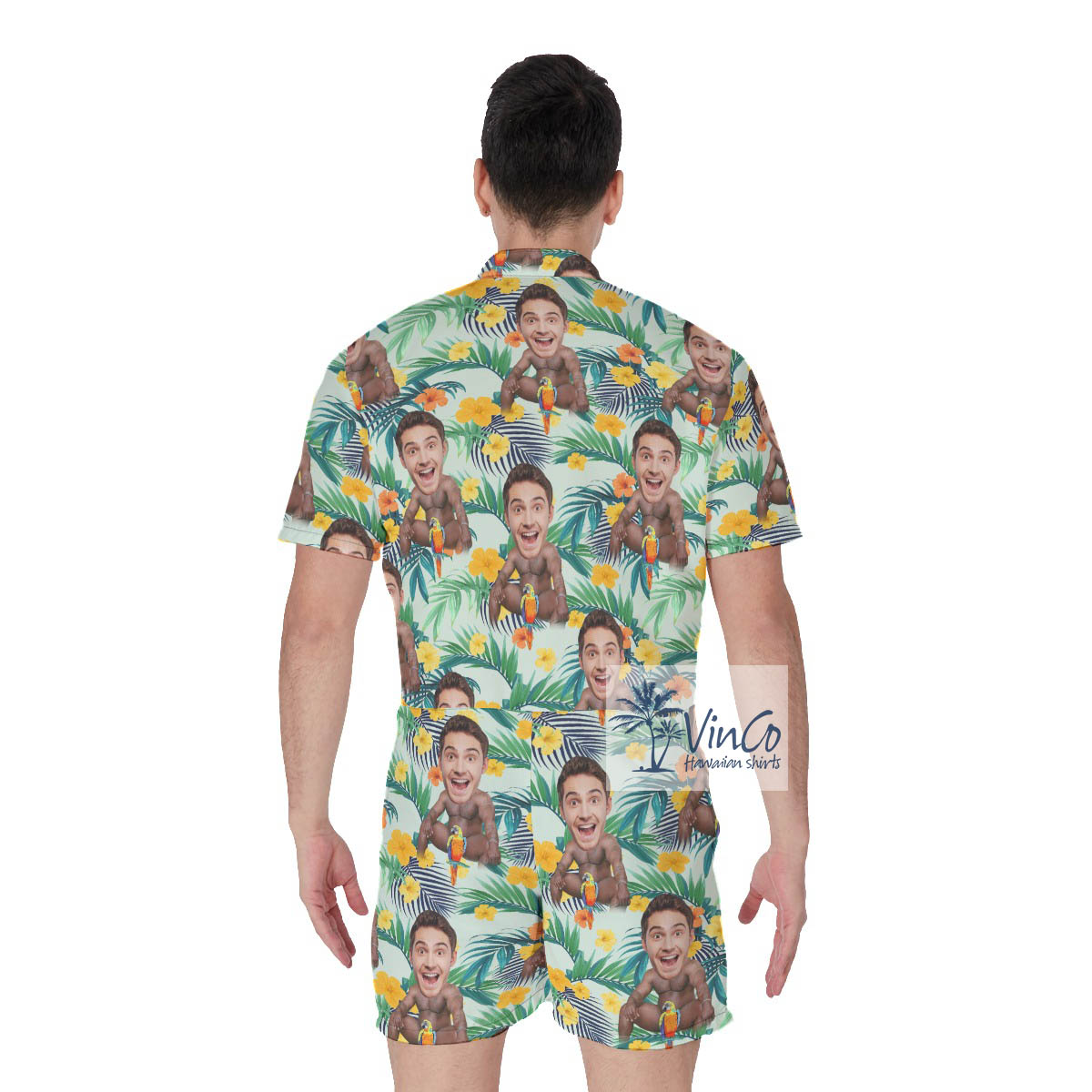 Custom Faces Barry Wood Tropical Romper For Men