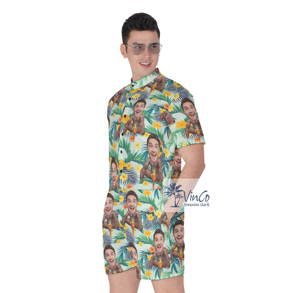 Custom Faces Barry Wood Tropical Romper For Men