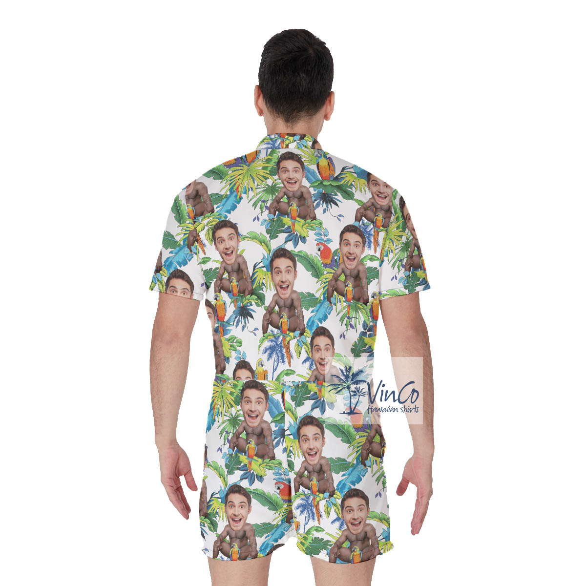 Personalized Faces Barry Wood Hawaiian Romper For Men