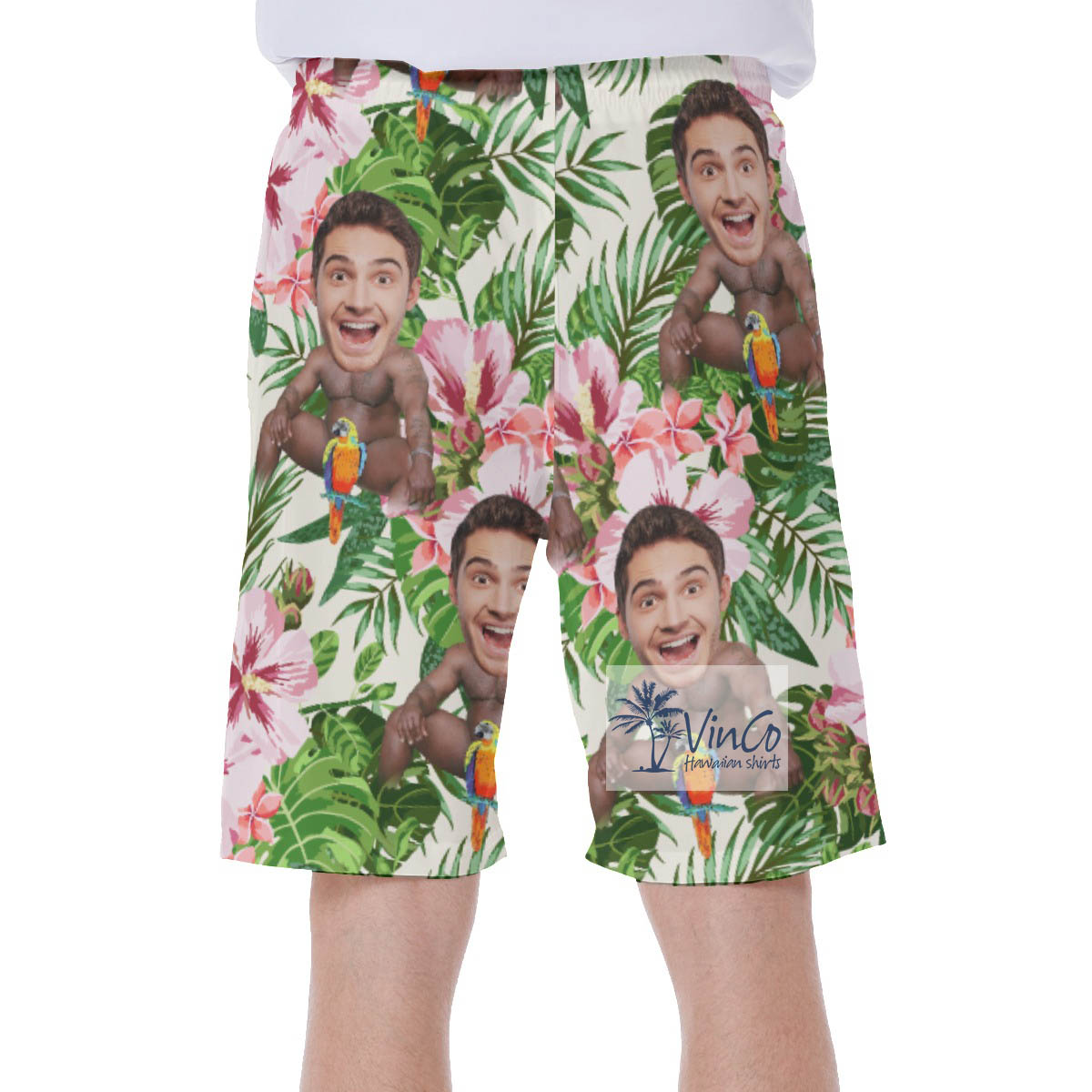 Personalized Face Barry Wood Beach Swim Trunks For Men