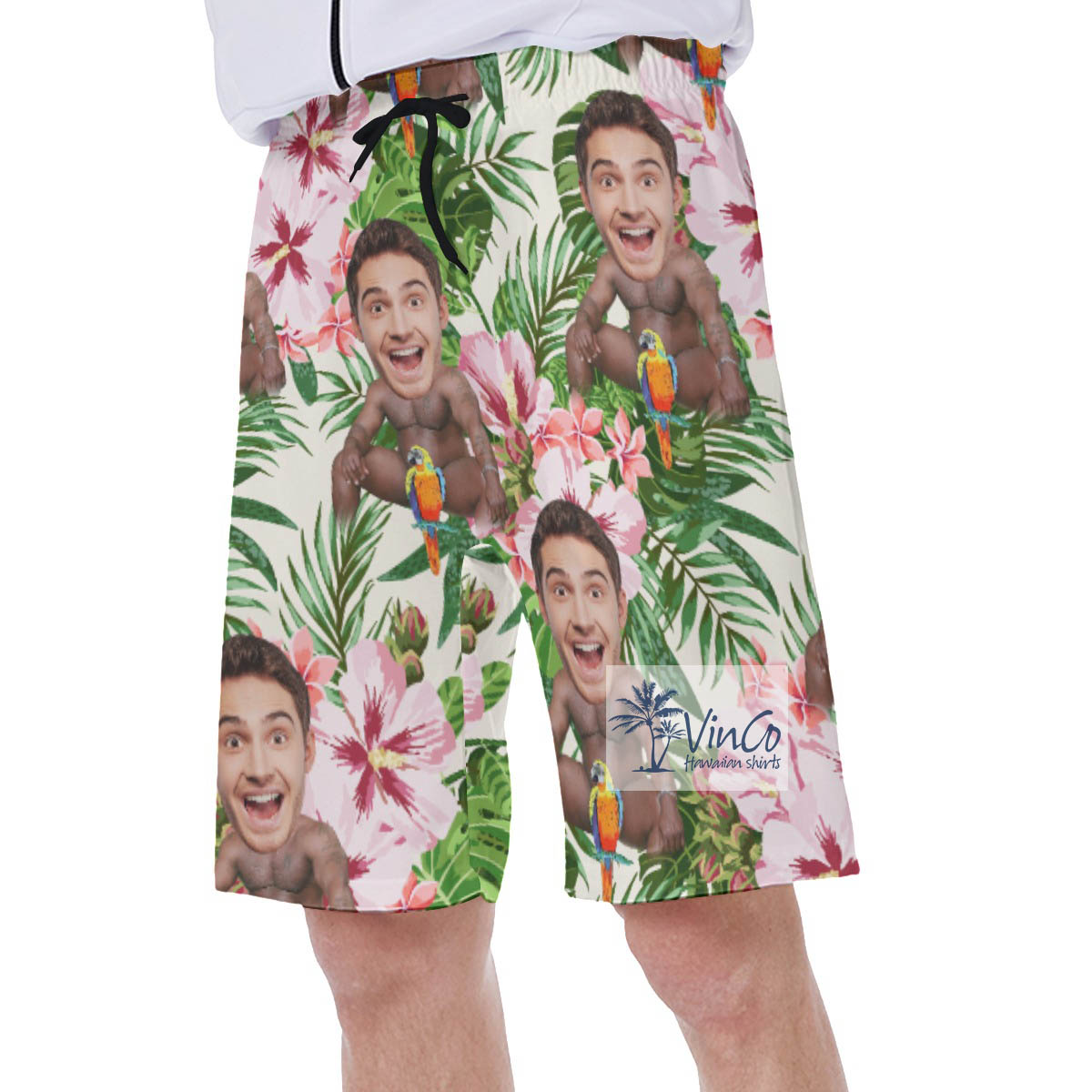 Personalized Face Barry Wood Beach Swim Trunks For Men