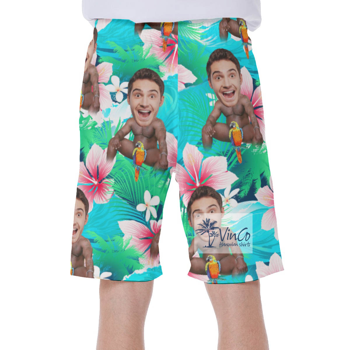Custom Face Barry Wood Aloha Swim Trunks For Men