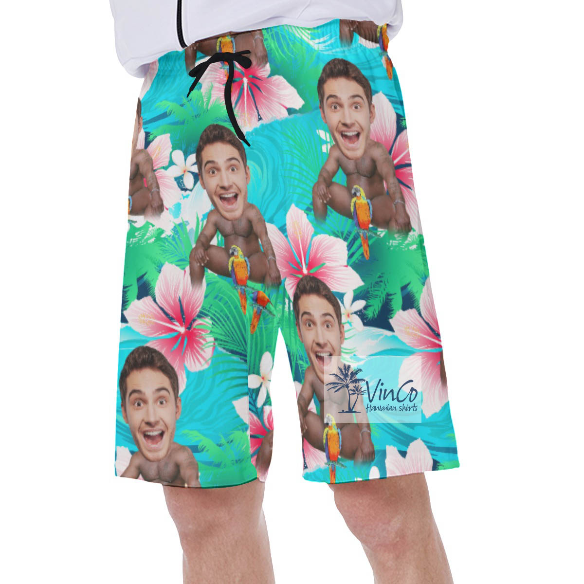 Custom Face Barry Wood Aloha Swim Trunks For Men