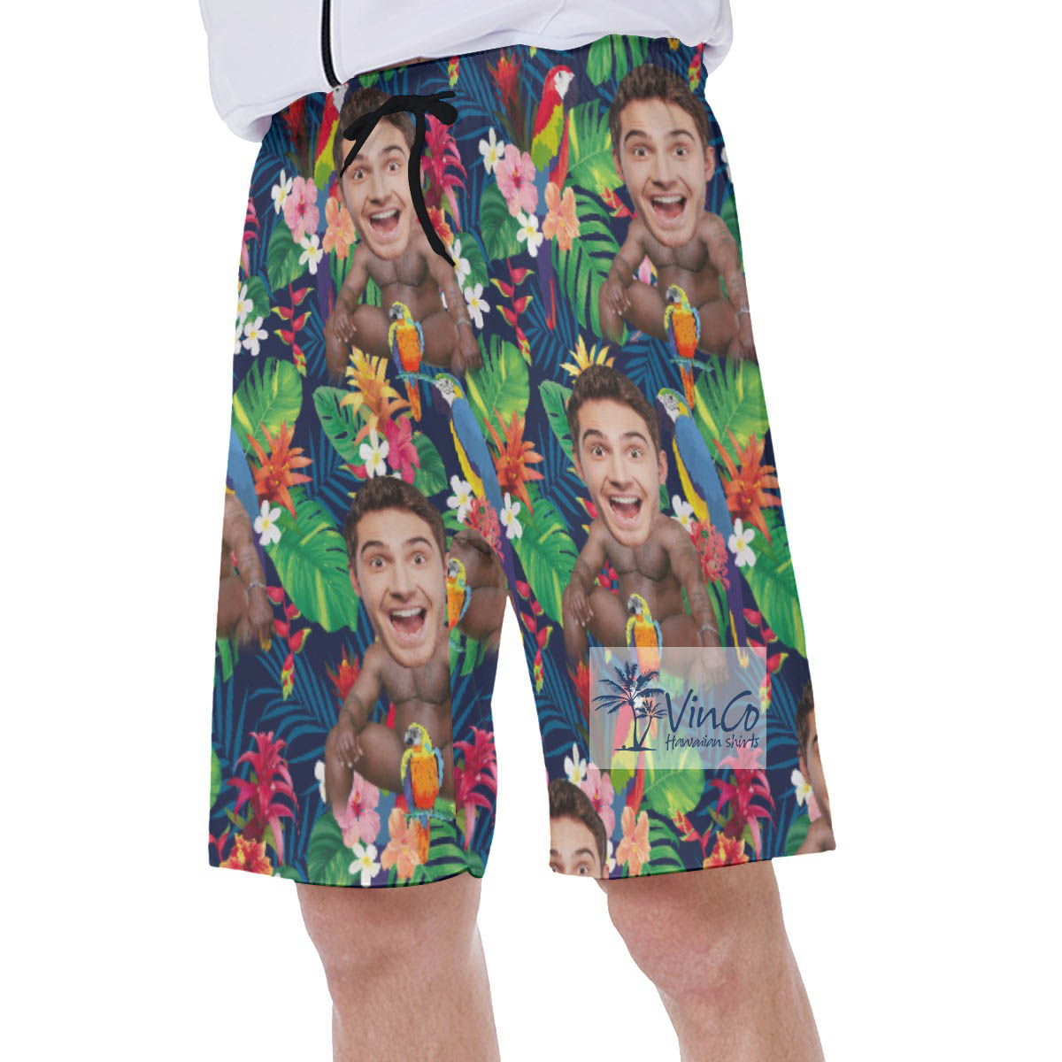 Funny Personalized Faces Barry Wood Aloha Swim Trunks For Men