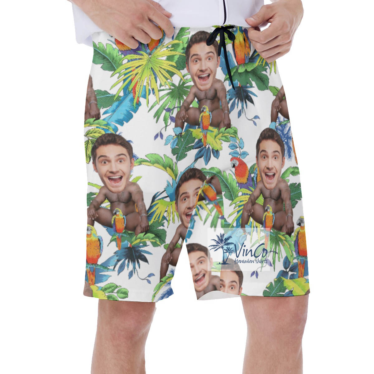 Inappropriate Custom Barry Wood Face Beach Swim Trunks For Men
