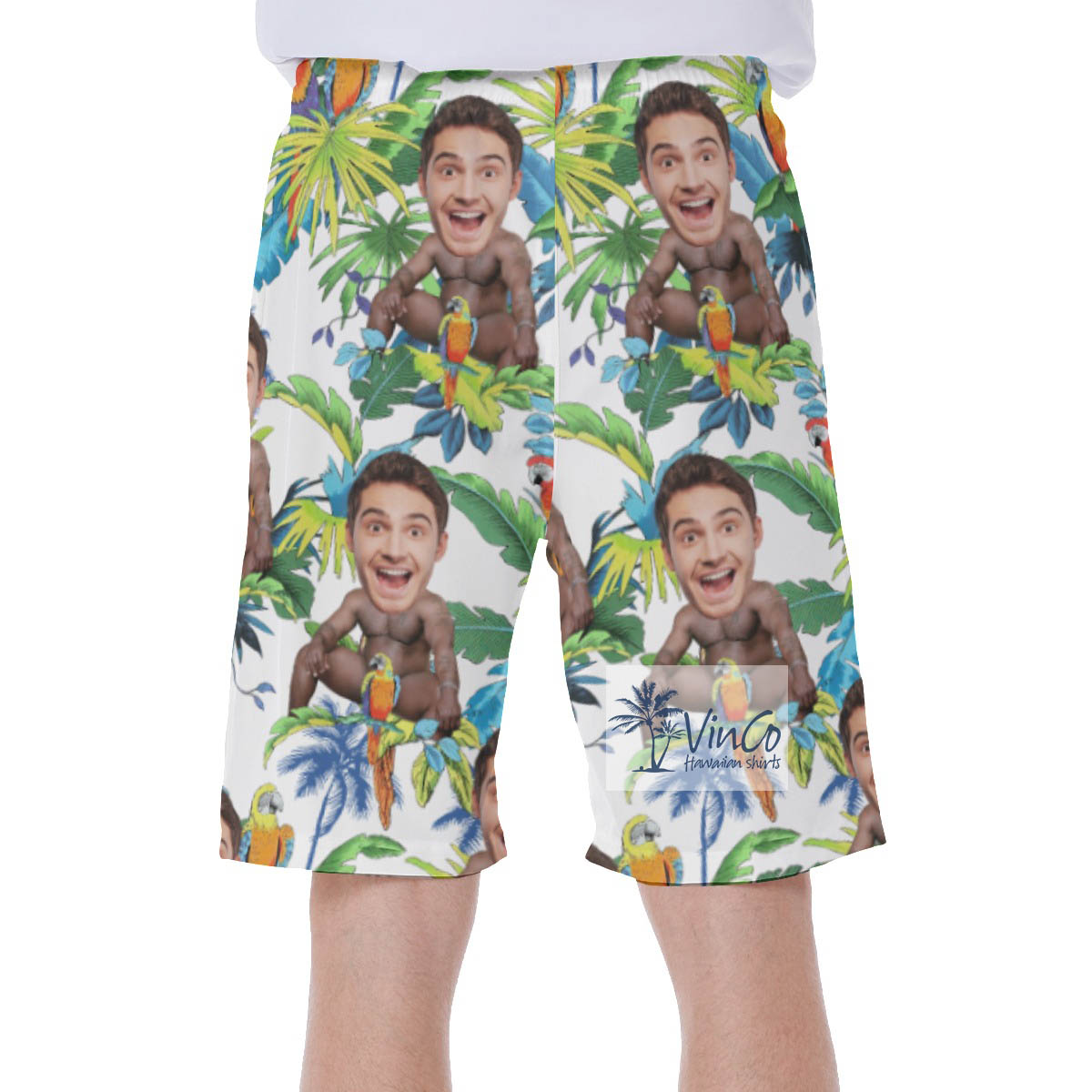 Inappropriate Custom Barry Wood Face Beach Swim Trunks For Men