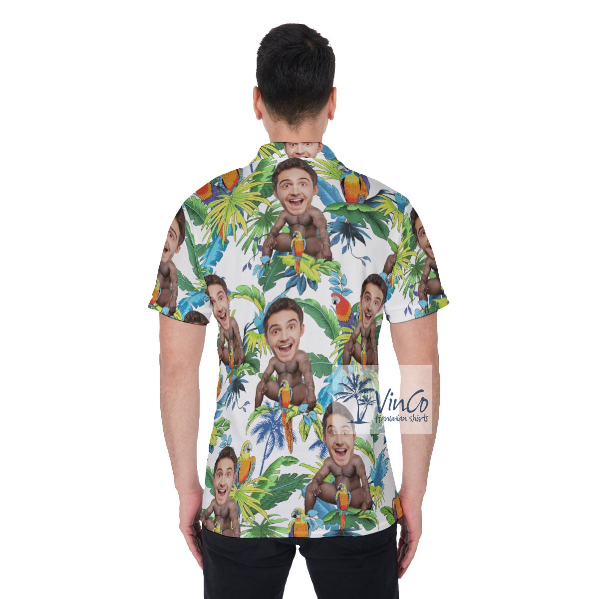 Custom Face Barry Wood Aloha Polo Shirt For men