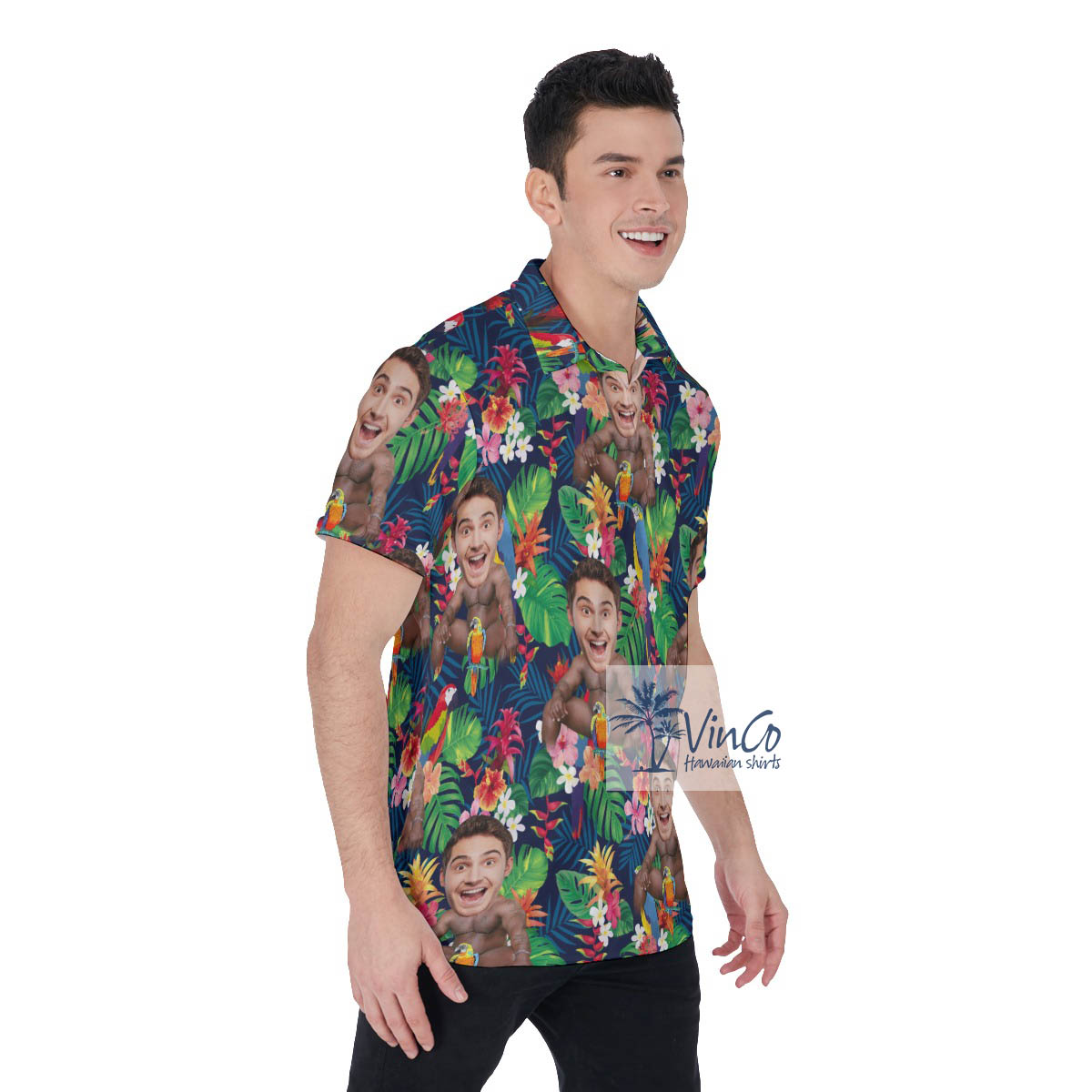 Custom Face Photo Barry Wood Hawaiian Shirt Polo For Men