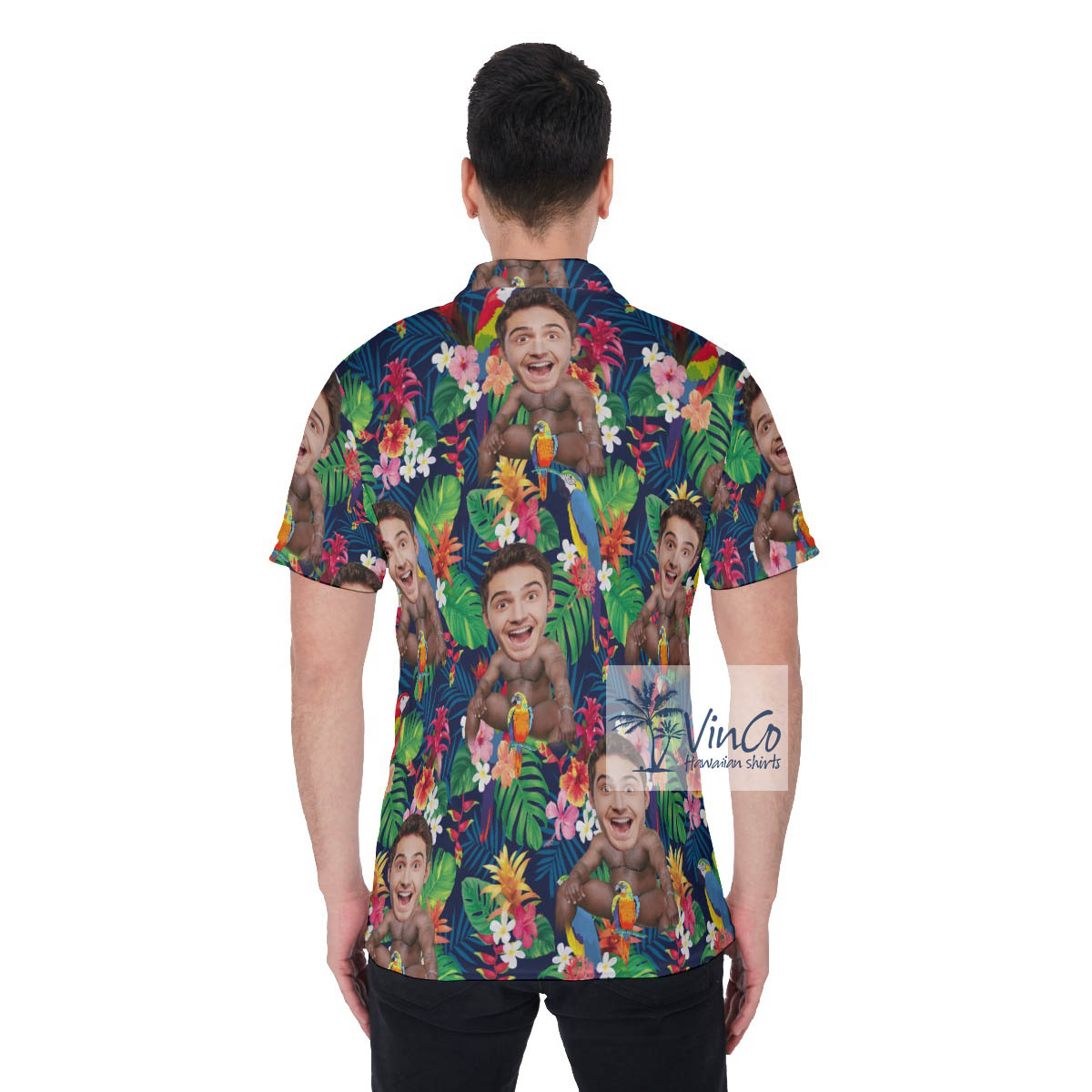 Custom Face Photo Barry Wood Hawaiian Shirt Polo For Men