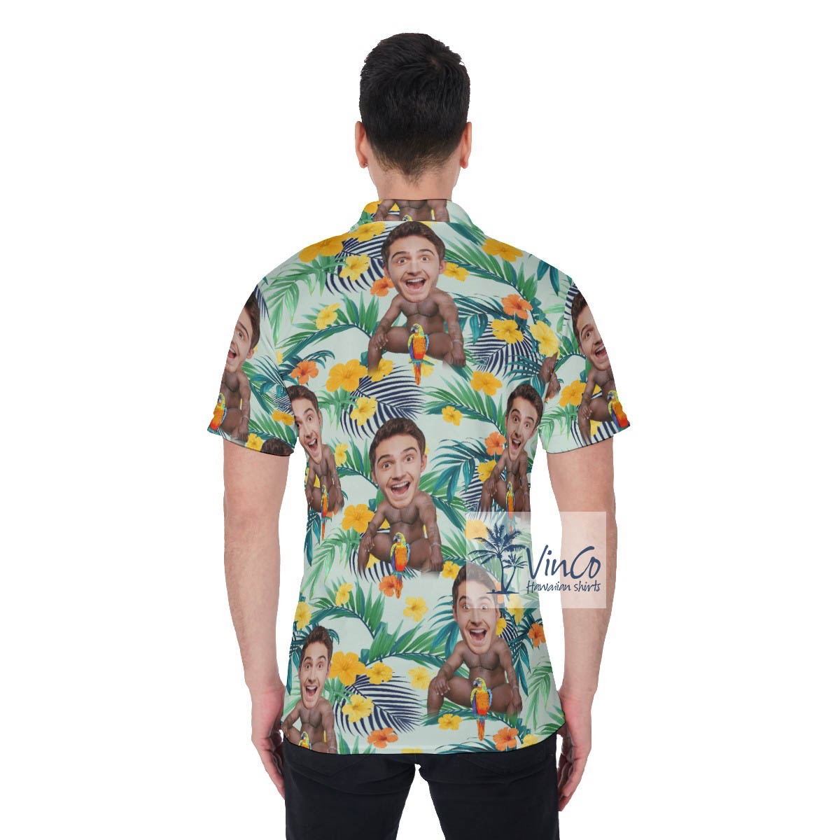 Personalized Face On Barry Wood Funny Hawaiian Polo Shirt