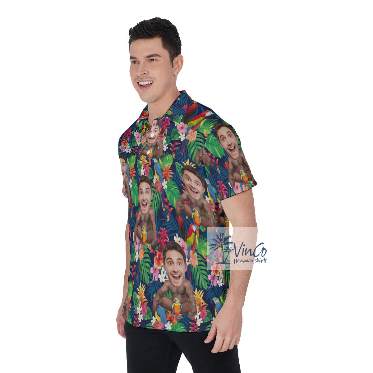 Custom Face Photo Barry Wood Hawaiian Shirt Polo For Men