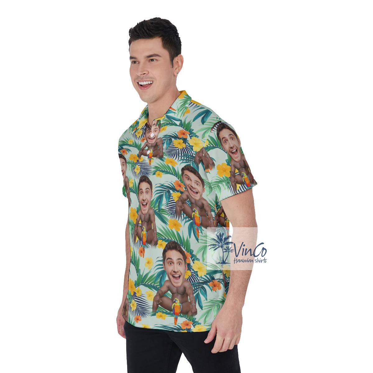 Personalized Face On Barry Wood Funny Hawaiian Polo Shirt