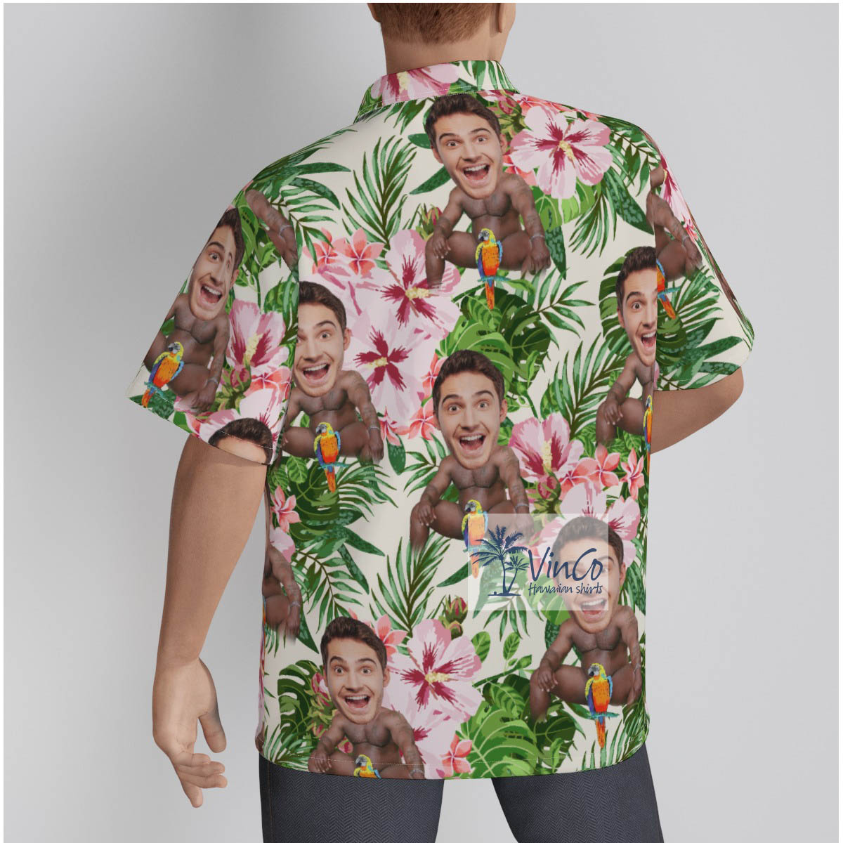 Floral Custom Face Barry Wood Button Shirt For Men