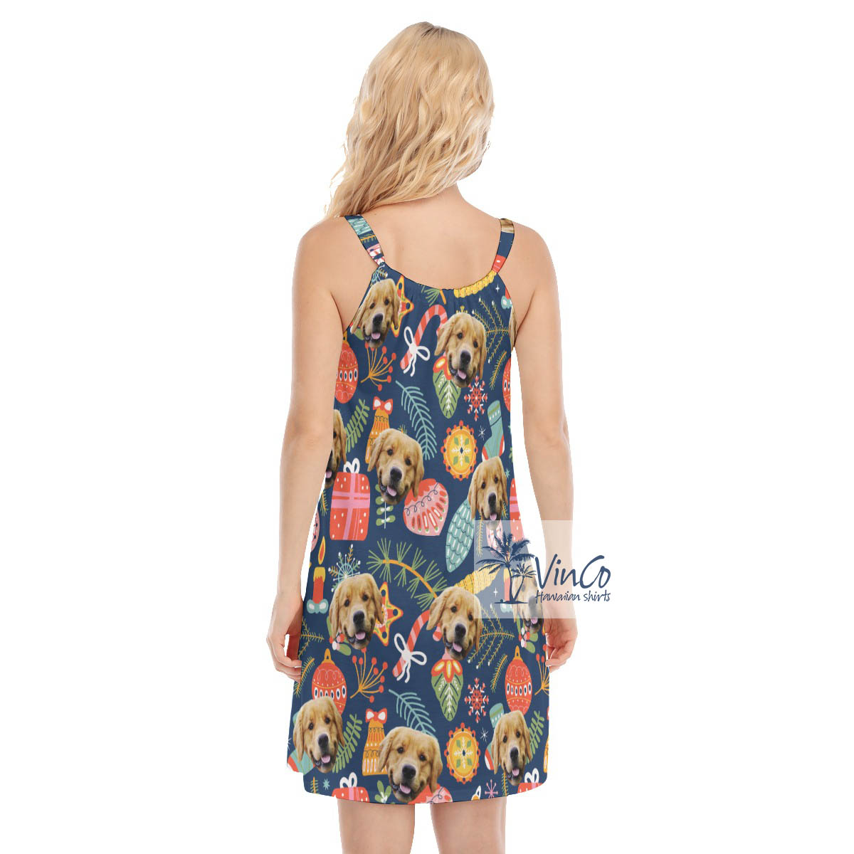 Funny Christmas Aloha Cami Dress With Custom Dog Face