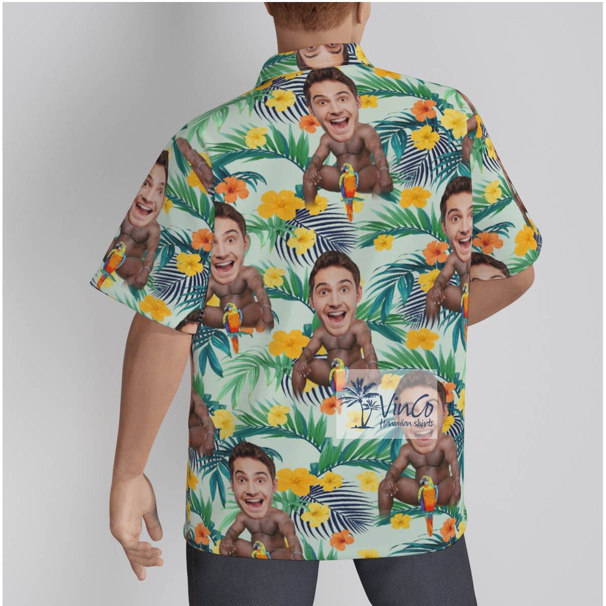 Personalize Photo Face Barry Wood Hawaiian Shirt For Men