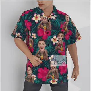 Hilarious Custom Face On Barry Wood Tropical Aloha Shirt For Men
