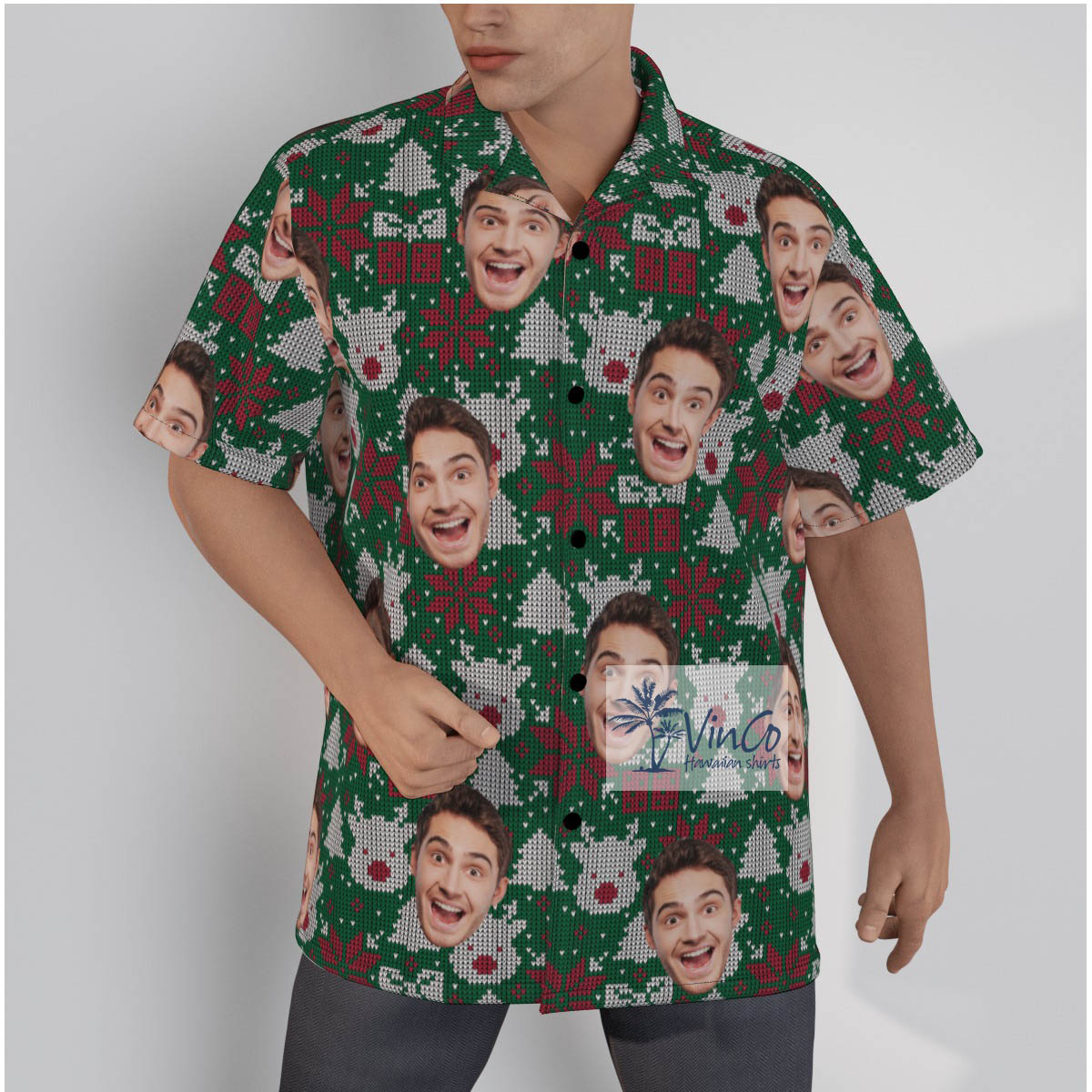 Funny Custom Face Ugly Christmas Hawaiian Shirt - variant image 1