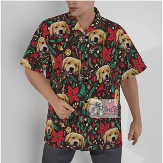 Funny Custom Dog Face Vintage Christmas Hawaiian Shirt