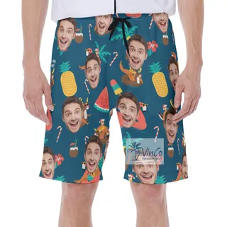 Funny Santa Claus Christmas Hawaiian Swimwear With Custom Face