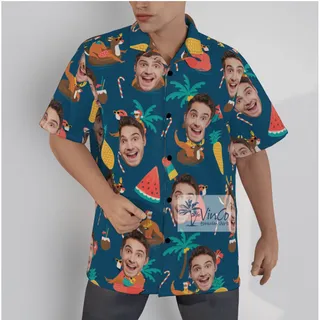 Funny Christmas Santa On Swimming Pool Tropical Hawaiian Shirt With Custom Face
