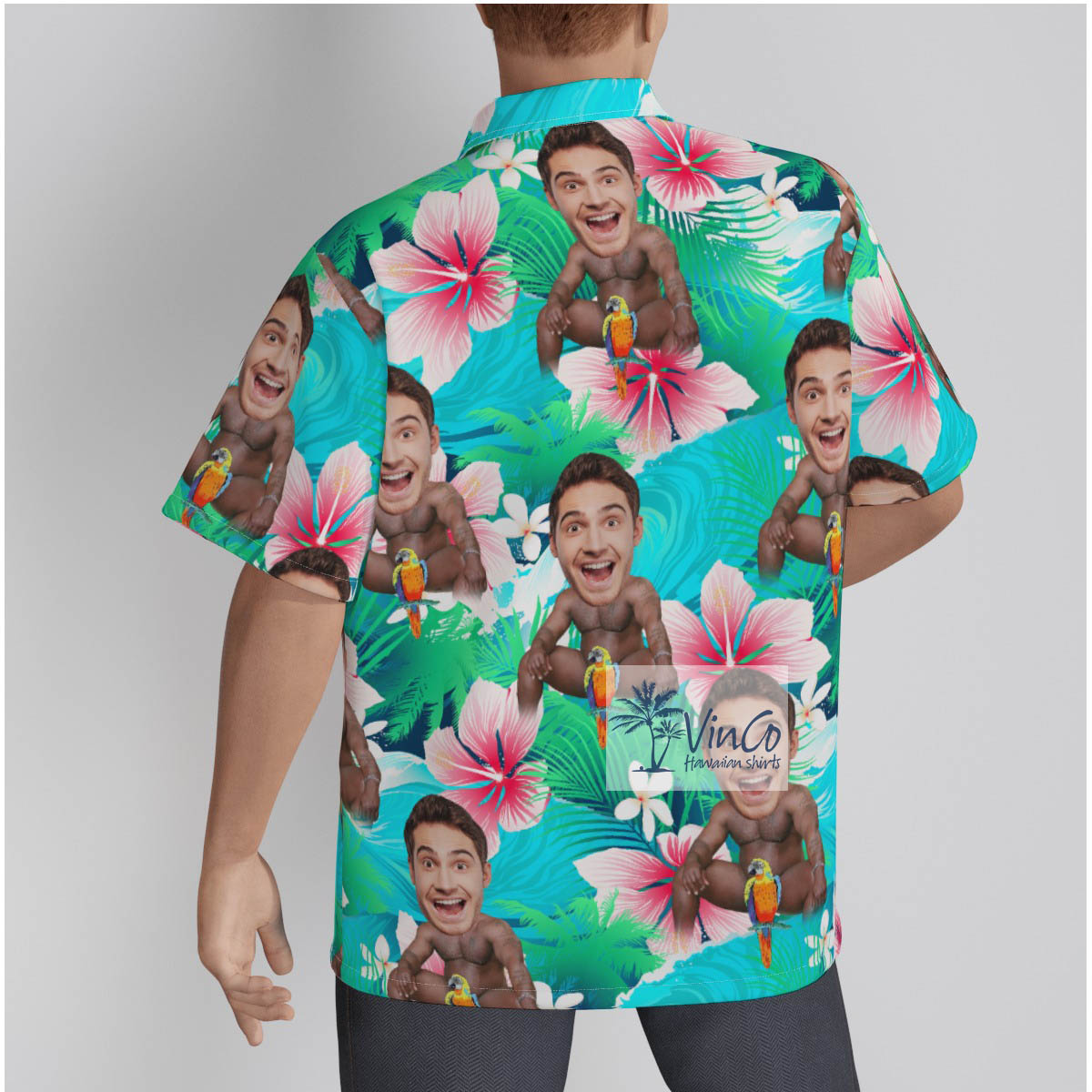 Funny Personalized Face On Barry Wood Aloha Shirt For Men