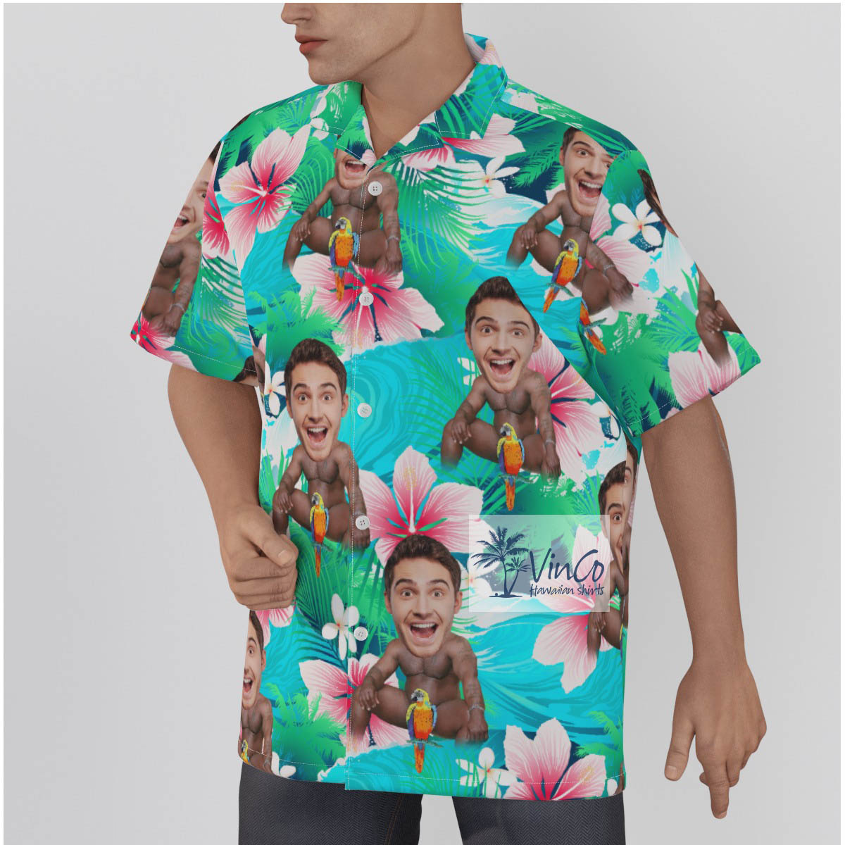 Funny Personalized Face On Barry Wood Aloha Shirt For Men
