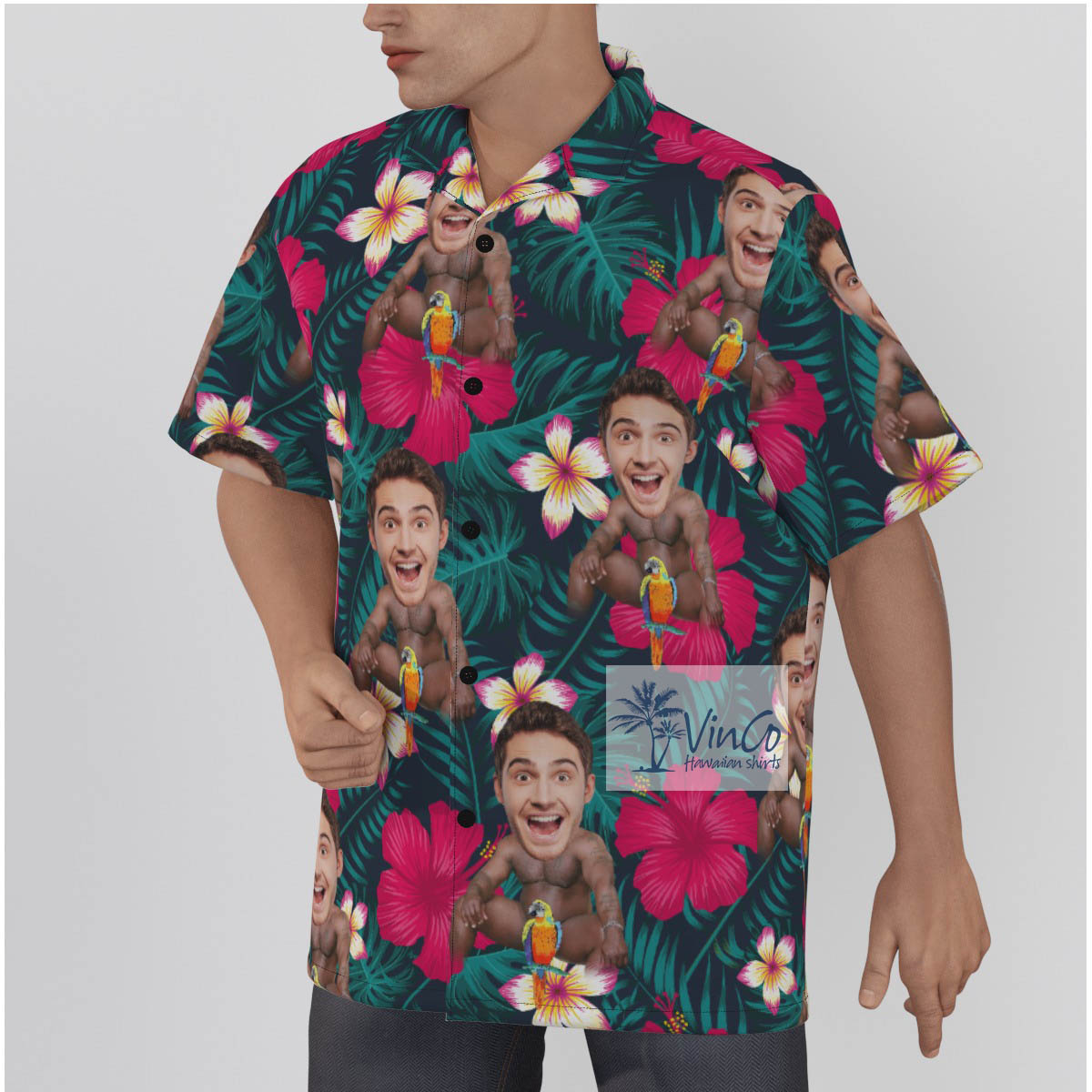 Hilarious Custom Face On Barry Wood Tropical Aloha Shirt For Men