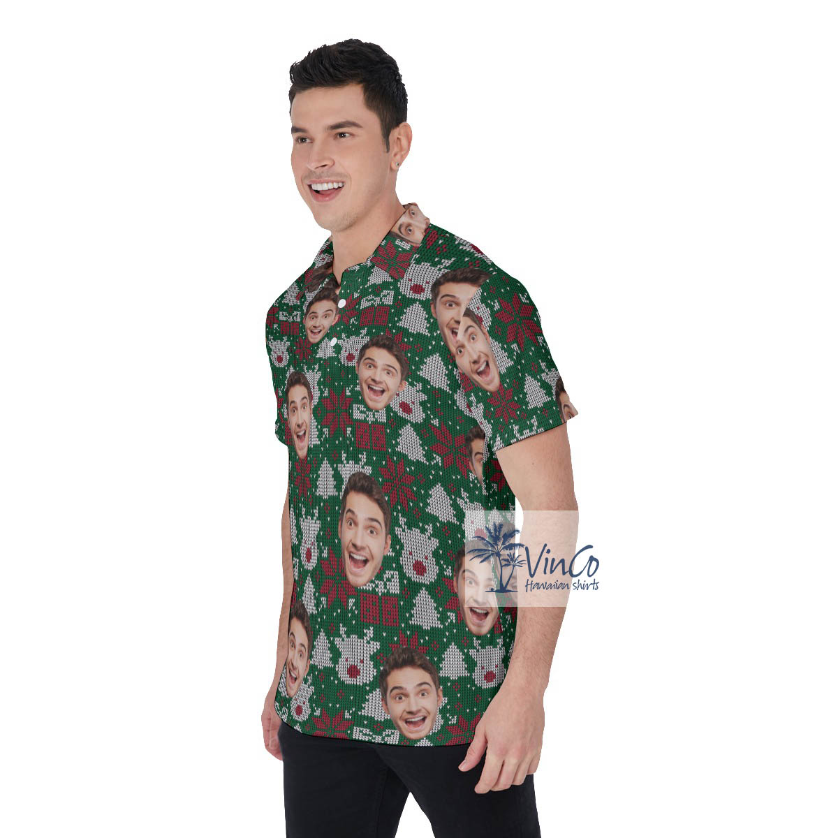 Funny Ugly Christmas Hawaiian Polo Shirt With Custom Face