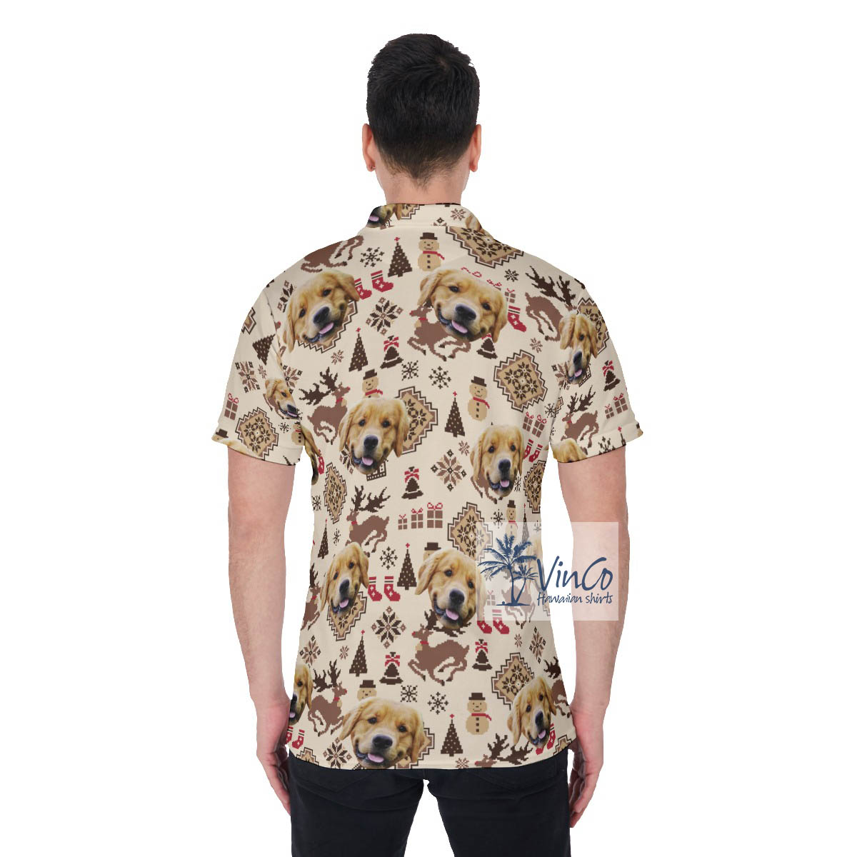 Funny Christmas Ugly Hawaiian Polo Shirt With Custom Dog Face
