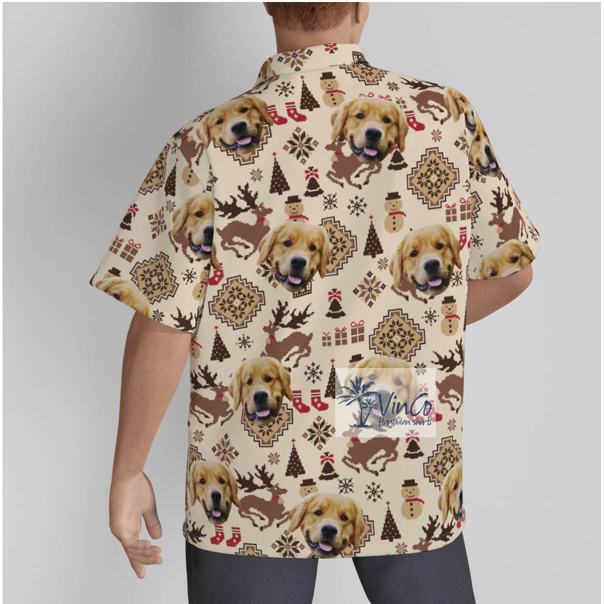Funny Snowman And Reindeer Hawaiian Shirt With Custom Dog Face