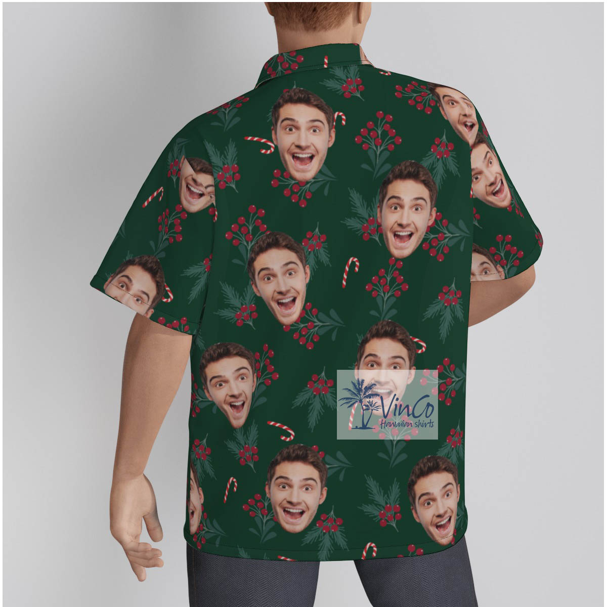 Custom Face Christmas Berries Hawaiian Shirt