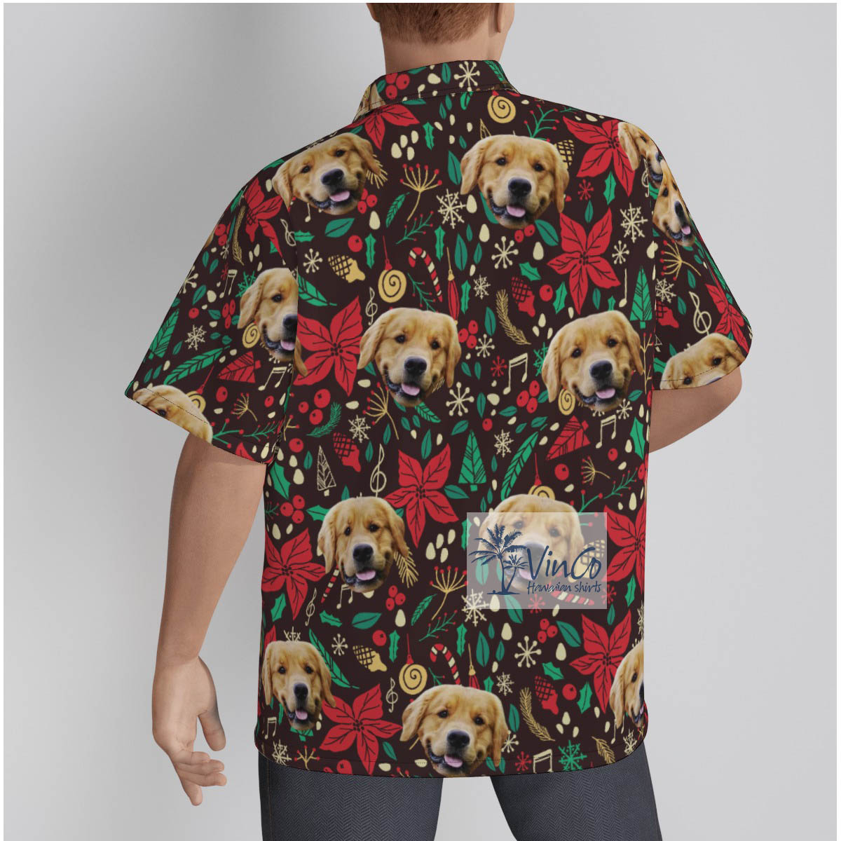 Funny Custom Dog Face Vintage Christmas Hawaiian Shirt