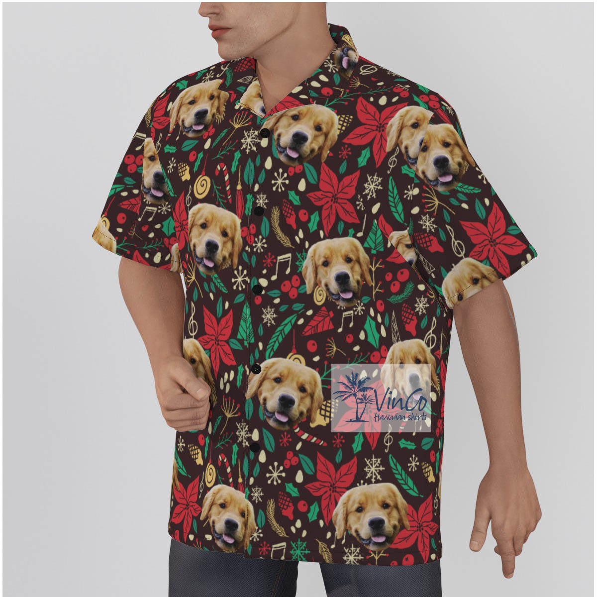 Funny Custom Dog Face Vintage Christmas Hawaiian Shirt