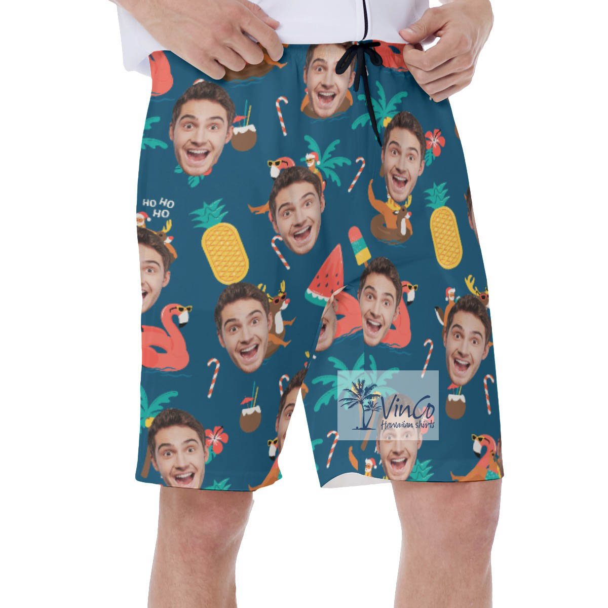 Funny Santa Claus Christmas Hawaiian Swimwear With Custom Face