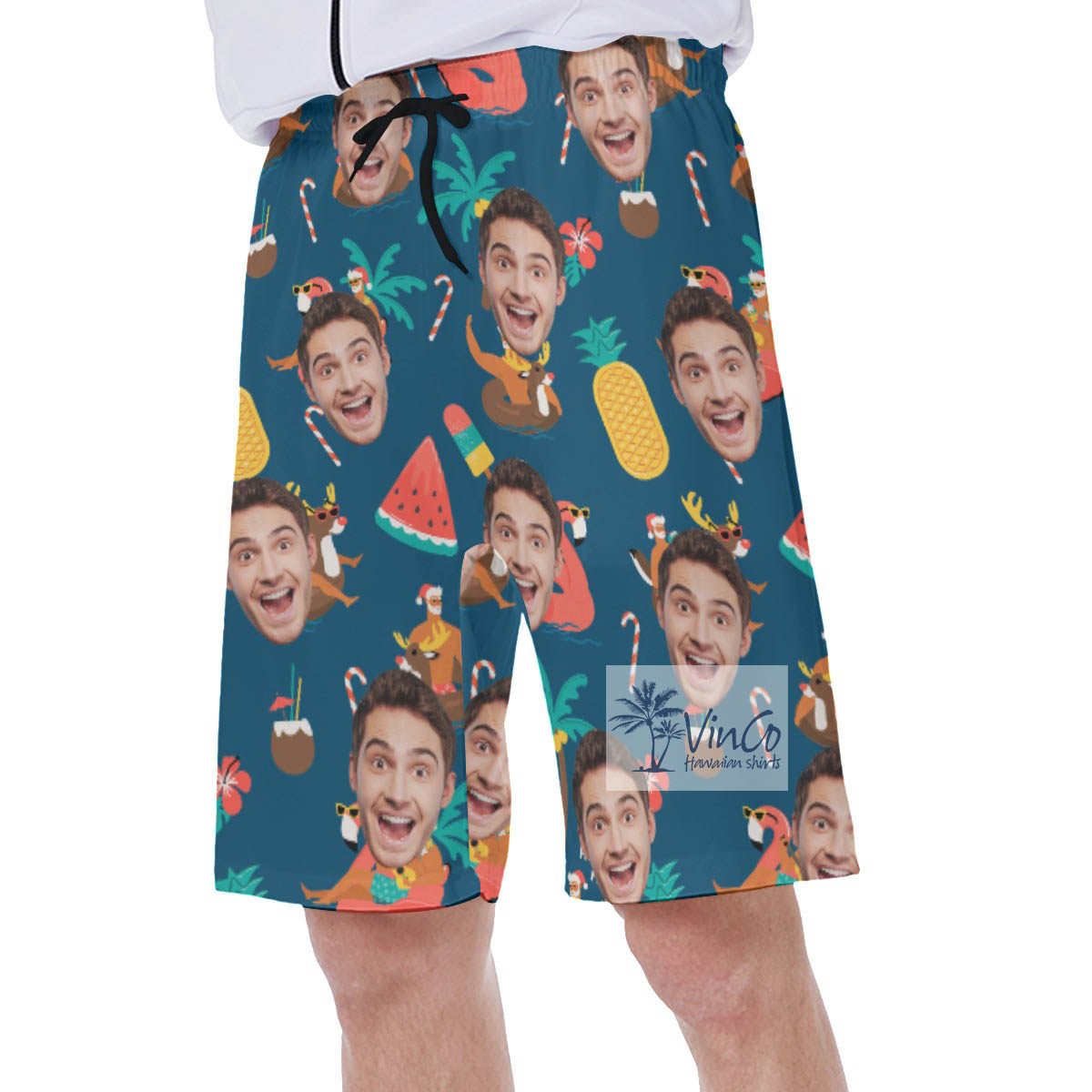 Funny Santa Claus Christmas Hawaiian Swimwear With Custom Face