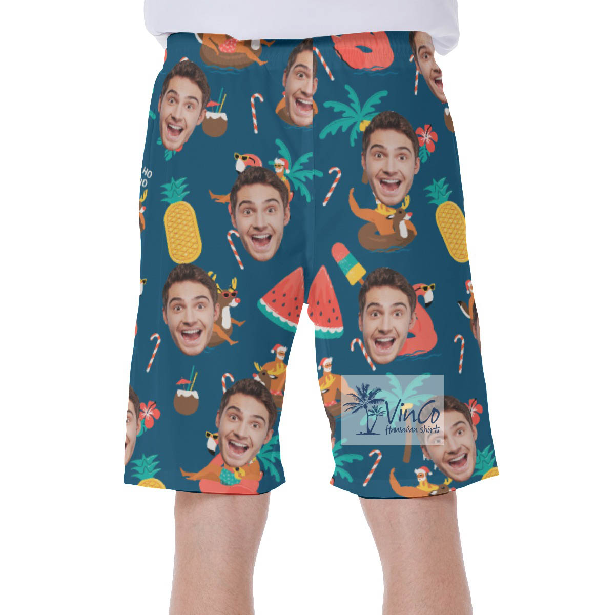 Funny Santa Claus Christmas Hawaiian Swimwear With Custom Face